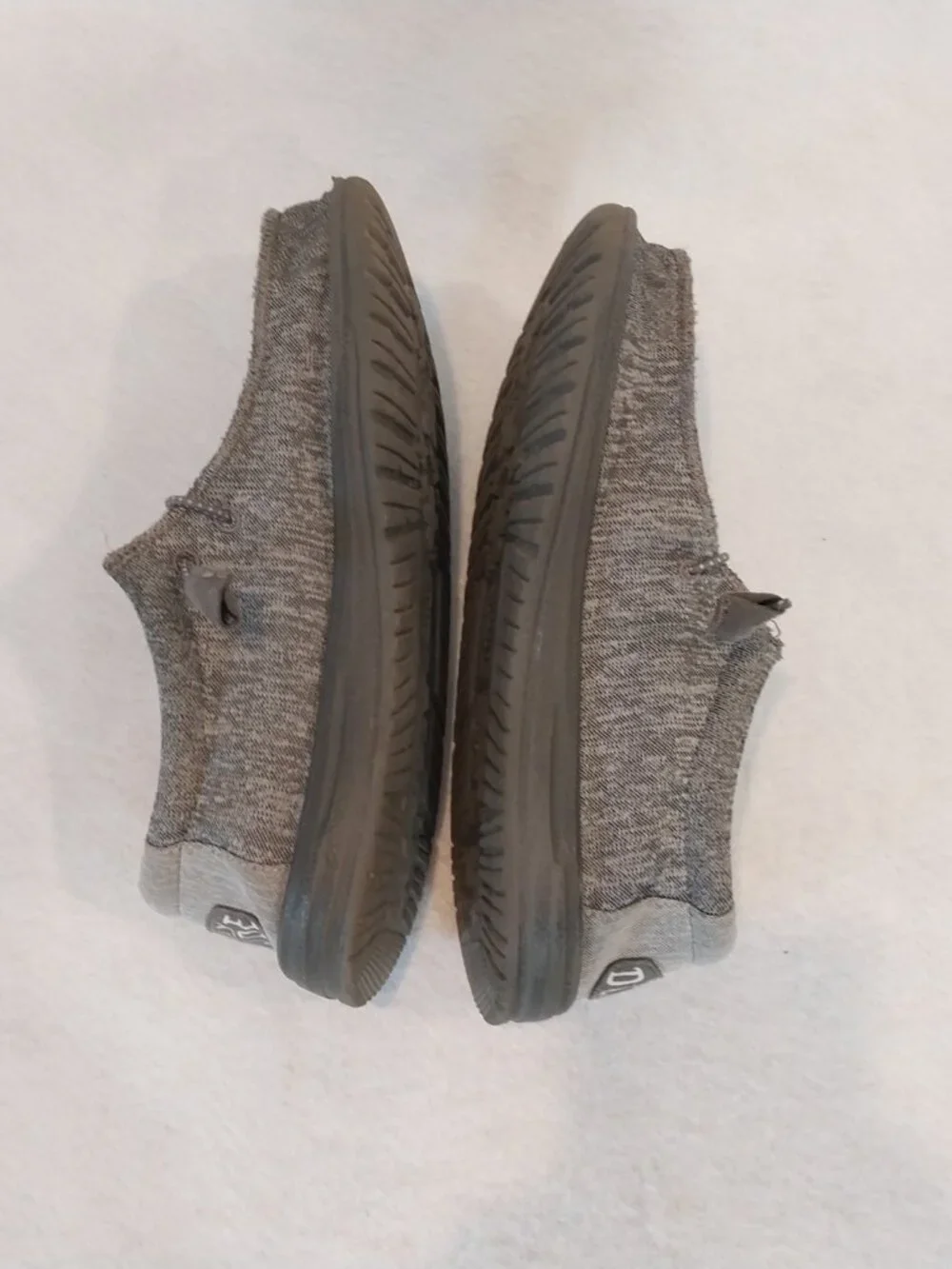 Hey Dude Shoes Mens 8 Gray Knit Wally Sport Slip On Boat Loafer Casual Comfort.